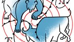 Illustration of bull and bear as weather vortex