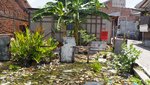 Straßenszene aus der Küstenstadt Semarang, wo Müll im Wasser schwimmt